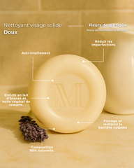 Nettoyant visage solide doux peau sensible - Fleurs de garrigue