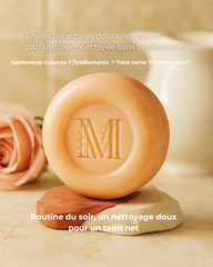 Nettoyant visage solide doux Rose - Peau mixte à sèche, anti tiraillements, teint éclatant